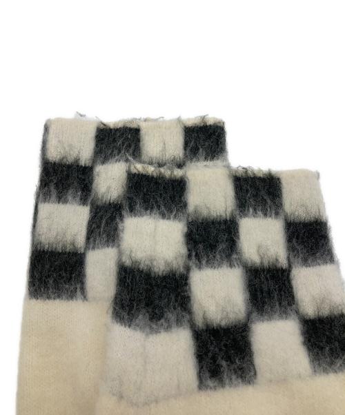 BEAMS BOY（ビームスボーイ）BEAMS BOY (ビームスボーイ) チェッカード Vネック カーディガン アイボリー サイズ:表記なしの古着・服飾アイテム