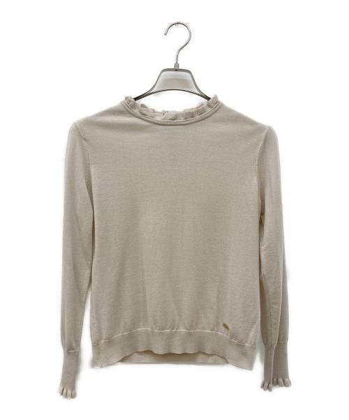 BLUE LABEL CRESTBRIDGE（ブルーレーベルクレストブリッジ）BLUE LABEL CRESTBRIDGE (ブルーレーベルクレストブリッジ) フリルネックニット ベージュ サイズ:38の古着・服飾アイテム