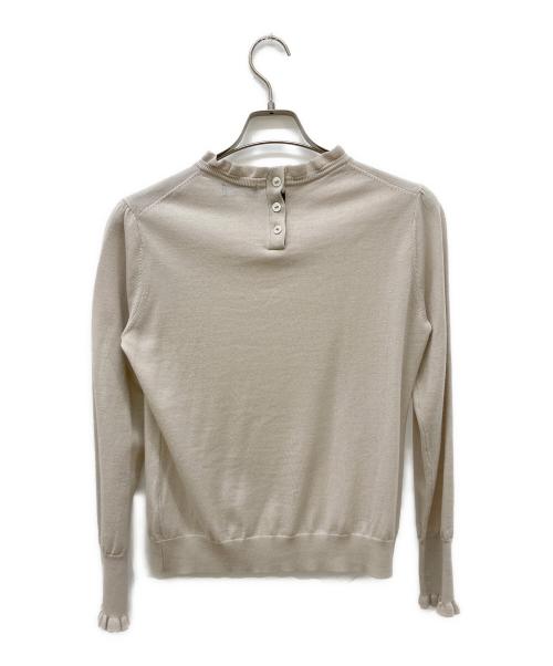 BLUE LABEL CRESTBRIDGE（ブルーレーベルクレストブリッジ）BLUE LABEL CRESTBRIDGE (ブルーレーベルクレストブリッジ) フリルネックニット ベージュ サイズ:38の古着・服飾アイテム