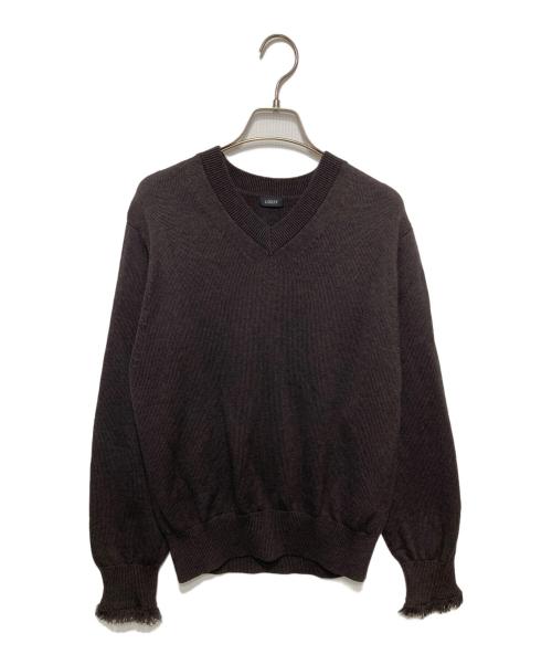 LOEFF（ロエフ）LOEFF (ロエフ) フリンジ Vネック ニット/LF W 9GG FRNG VN ブラウン サイズ:freeの古着・服飾アイテム