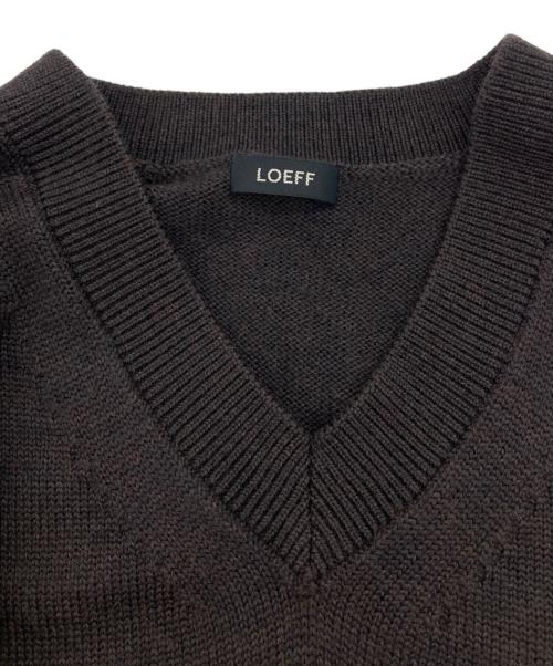 LOEFF（ロエフ）LOEFF (ロエフ) フリンジ Vネック ニット/LF W 9GG FRNG VN ブラウン サイズ:freeの古着・服飾アイテム