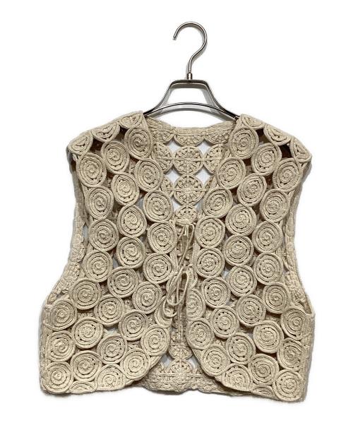 JOICEADDED（ジョイスアディッド）JOICEADDED (ジョイスアディッド) Embroidered Knitted Vest アイボリー サイズ:不明の古着・服飾アイテム