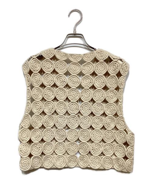 JOICEADDED（ジョイスアディッド）JOICEADDED (ジョイスアディッド) Embroidered Knitted Vest アイボリー サイズ:不明の古着・服飾アイテム