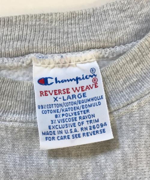 Champion（チャンピオン）Champion (チャンピオン) 両面プリント リバースウィーブスウェット グレー サイズ:XLの古着・服飾アイテム