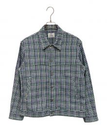 DEVEAUX×EDIFICE（デヴォー×エディフィス）の古着「バスケットチェックトラッカージャケット」｜グリーン