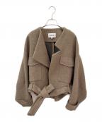 ENFOLDエンフォルド）の古着「メルトンリバークロップドジャケット」｜ベージュ