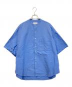 Graphpaperグラフペーパー）の古着「OVERSIZED BAND COLLAR SHIRT/オーバーサイズバンドカラーシャツ」｜ブルー