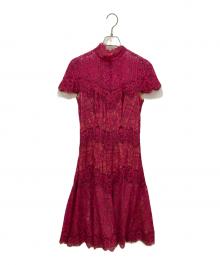 TADASHI SHOJI（タダシ ショージ）の古着「レースワンピース」｜ショッキングピンク