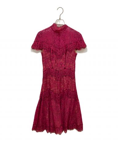 新品 TADASHI SHOJI 総レース ひざ丈ワンピース ボルドー 赤茶 M 中古・古着通販】TADASHI SHOJI (タダシ ショージ) レースワンピース