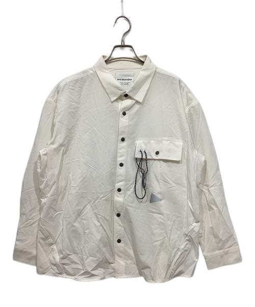 and wander（アンドワンダー）and wander (アンドワンダー) light w cloth shirt ホワイト サイズ:3の古着・服飾アイテム