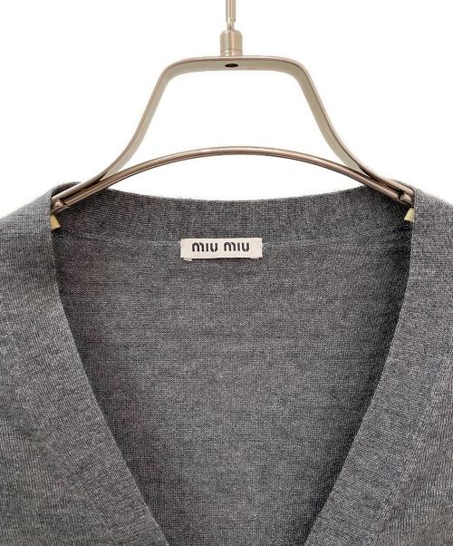 MIU MIU（ミュウミュウ）MIU MIU (ミュウミュウ) カシミヤシルクバック切替カーディガン グレー サイズ:40の古着・服飾アイテム