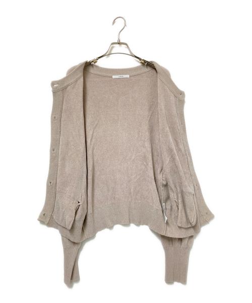 laruta（ラルータ）laruta (ラルータ) モチフワフェザーニットショートカーディガン ベージュ サイズ:FREEの古着・服飾アイテム