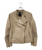 Nobleノーブル）の古着「ソフトラムレザーライダースブルゾン」｜ベージュ
