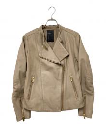 Noble（ノーブル）の古着「ソフトラムレザーライダースブルゾン」｜ベージュ