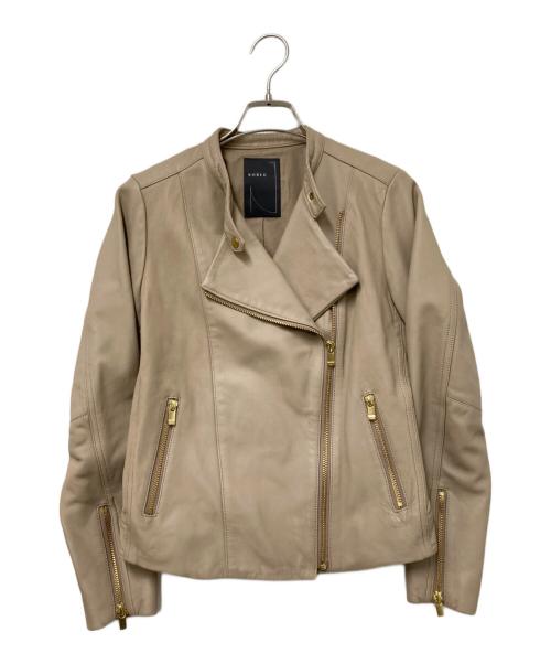 Noble（ノーブル）Noble (ノーブル) ソフトラムレザーライダースブルゾン ベージュ サイズ:38の古着・服飾アイテム