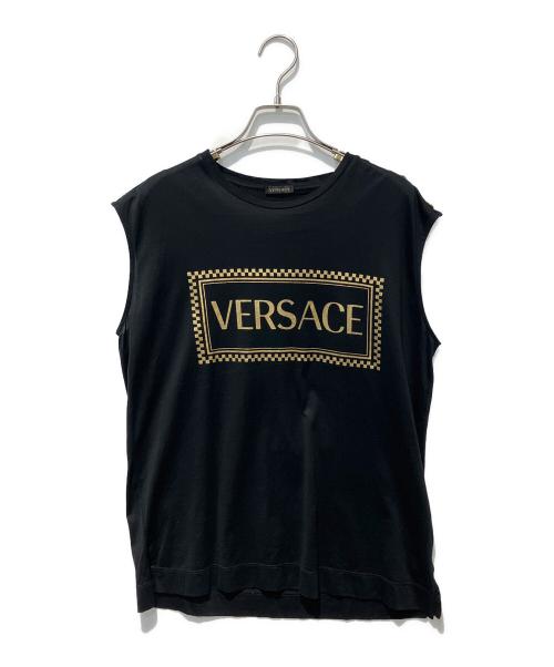 VERSACE（ヴェルサーチェ）VERSACE (ヴェルサーチェ) ノースリーブカットソー ブラック サイズ:42の古着・服飾アイテム