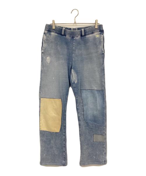 R.H.Vintage（ロンハーマン・ヴィンテージ）R.H.Vintage (ロンハーマン・ヴィンテージ) パッチワークデニムスウェットパンツ スカイブルー サイズ:Lの古着・服飾アイテム