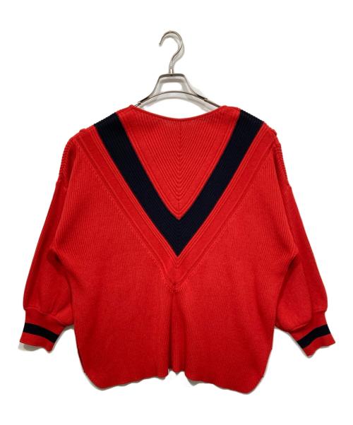 Diagram（ダイアグラム）Diagram (ダイアグラム) バイカラールーズニットトップ レッド サイズ:36の古着・服飾アイテム