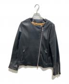 Cinquantaチンクワンタ）の古着「ノーカラーダブルライダースジャケット」｜ブラック