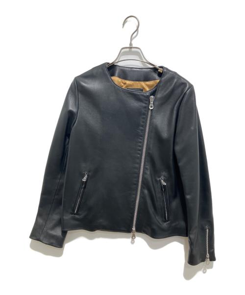 Cinquanta（チンクワンタ）Cinquanta (チンクワンタ) ノーカラーダブルライダースジャケット ブラック サイズ:40の古着・服飾アイテム