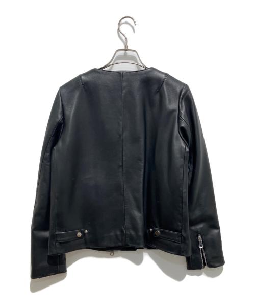 Cinquanta（チンクワンタ）Cinquanta (チンクワンタ) ノーカラーダブルライダースジャケット ブラック サイズ:40の古着・服飾アイテム