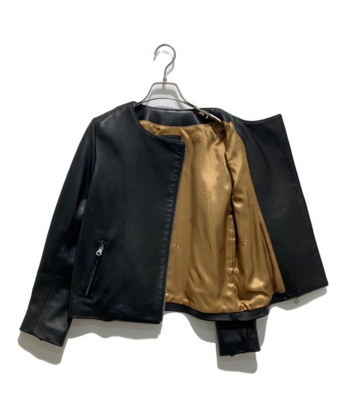 Cinquanta（チンクワンタ）Cinquanta (チンクワンタ) ノーカラーダブルライダースジャケット ブラック サイズ:40の古着・服飾アイテム
