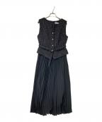 HER LIP TOハーリップトゥ）の古着「Siena Pleated Docking Dress」｜ブラック