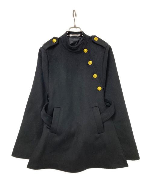 N.Frame（エヌ フレーム）N.Frame (エヌ フレーム) ゴールド釦クラシックケープコート ブラック サイズ:Sの古着・服飾アイテム