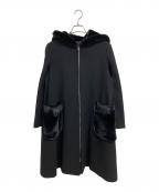 TOMORROW LAND collectionトゥモローランドコレクション）の古着「シャルムビーバーステンフードコート」｜ブラック