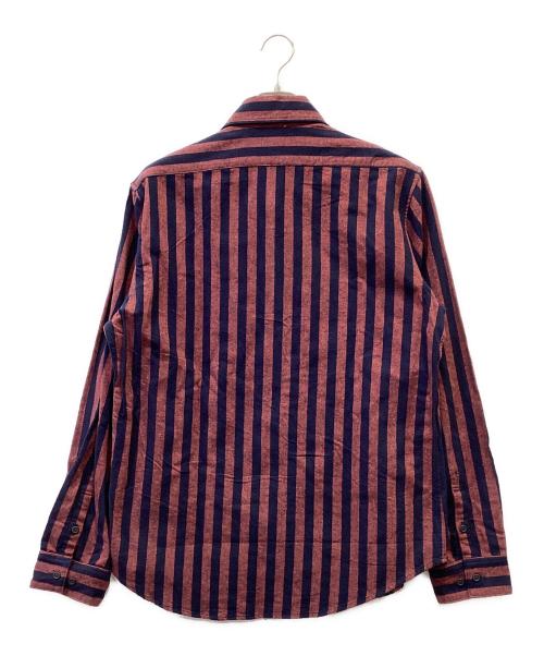 PEEL&LIFT（ピールアンドリフト）PEEL&LIFT (ピールアンドリフト) ストライプシャツ レッド サイズ:XLの古着・服飾アイテム