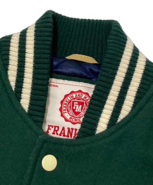 Franklin & Marshall（フランクリン＆マーシャル）Franklin & Marshall (フランクリン＆マーシャル) レザースリーブスタジャン グリーン×ベージュ サイズ:XSの古着・服飾アイテム