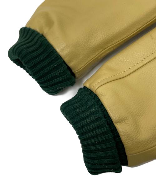 Franklin & Marshall（フランクリン＆マーシャル）Franklin & Marshall (フランクリン＆マーシャル) レザースリーブスタジャン グリーン×ベージュ サイズ:XSの古着・服飾アイテム