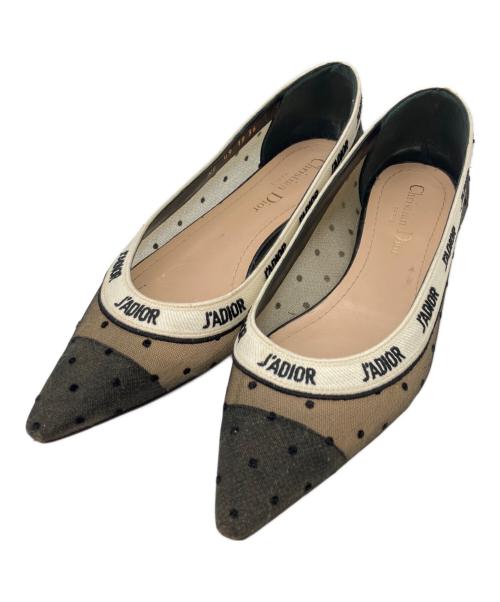 Christian Dior（クリスチャン ディオール）Christian Dior (クリスチャン ディオール) ドット柄メッシュパンプス ブラック サイズ:36の古着・服飾アイテム