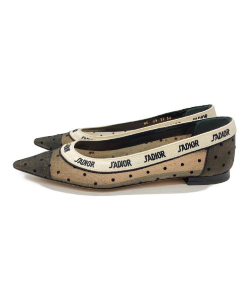 Christian Dior（クリスチャン ディオール）Christian Dior (クリスチャン ディオール) ドット柄メッシュパンプス ブラック サイズ:36の古着・服飾アイテム
