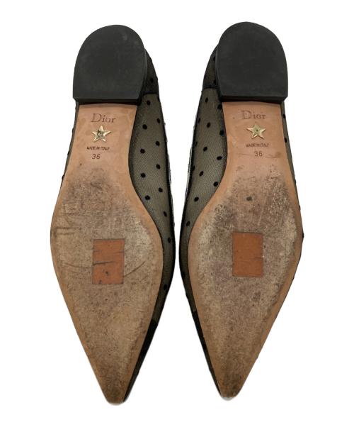 Christian Dior（クリスチャン ディオール）Christian Dior (クリスチャン ディオール) ドット柄メッシュパンプス ブラック サイズ:36の古着・服飾アイテム