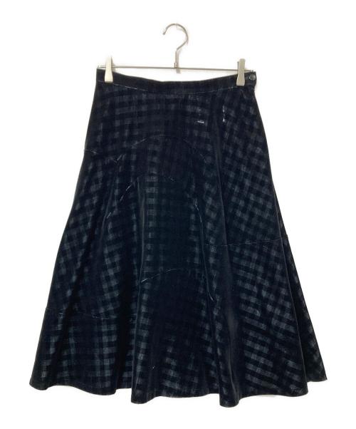 tricot COMME des GARCONS（トリココムデギャルソン）tricot COMME des GARCONS (トリココムデギャルソン) ベロアチェックスカート ブラック サイズ:Mの古着・服飾アイテム