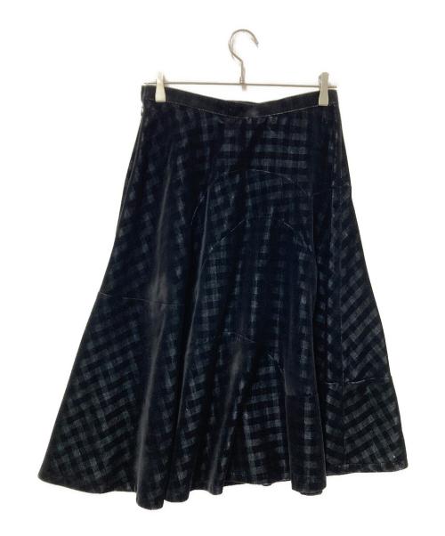 tricot COMME des GARCONS（トリココムデギャルソン）tricot COMME des GARCONS (トリココムデギャルソン) ベロアチェックスカート ブラック サイズ:Mの古着・服飾アイテム