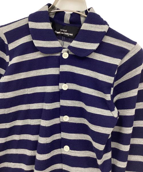 tricot COMME des GARCONS（トリココムデギャルソン）tricot COMME des GARCONS (トリココムデギャルソン) ラウンドカラーボーダーニットブラウス ネイビー サイズ:FREEの古着・服飾アイテム