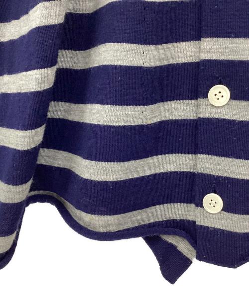 tricot COMME des GARCONS（トリココムデギャルソン）tricot COMME des GARCONS (トリココムデギャルソン) ラウンドカラーボーダーニットブラウス ネイビー サイズ:FREEの古着・服飾アイテム