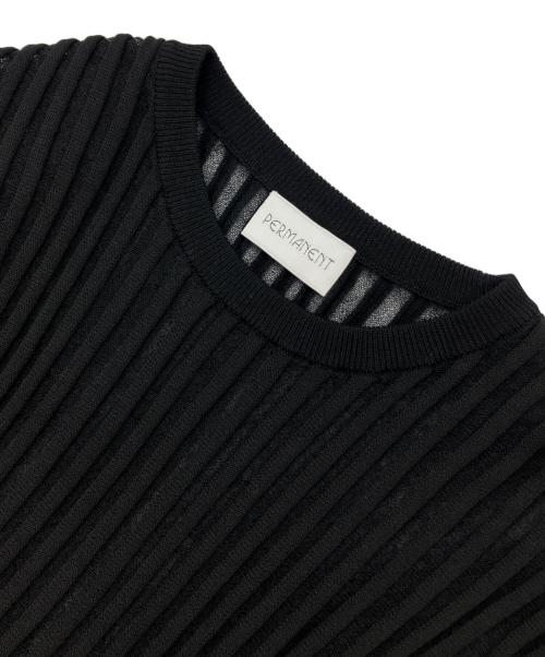 PERMANENTE COLUMN（PERMANENTE COLUMN）PERMANENTE COLUMN (PERMANENTE COLUMN) シアー リブニット ブラック サイズ:FREEの古着・服飾アイテム