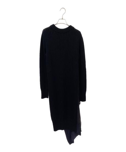 sacai（サカイ）sacai (サカイ) シフォンドッキング ニット ワンピース ブラック サイズ:3の古着・服飾アイテム
