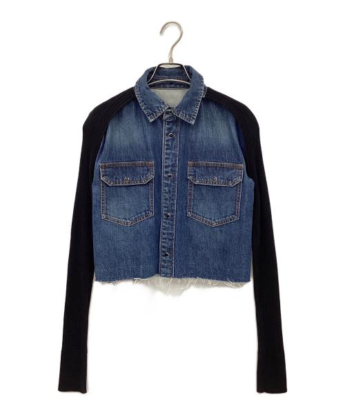 sacai（サカイ）sacai (サカイ) ニットドッキングデニムジャケット インディゴ×ブラック サイズ:2の古着・服飾アイテム