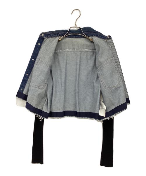 sacai（サカイ）sacai (サカイ) ニットドッキングデニムジャケット インディゴ×ブラック サイズ:2の古着・服飾アイテム