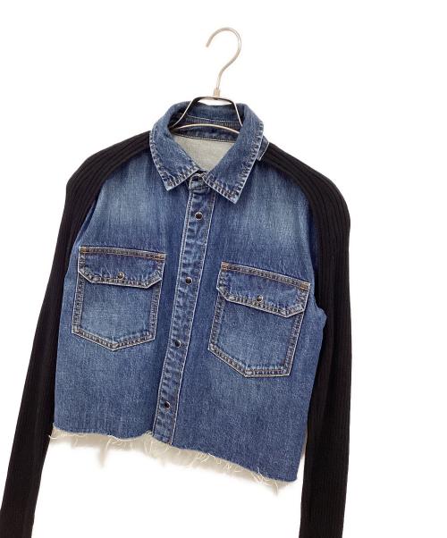 sacai（サカイ）sacai (サカイ) ニットドッキングデニムジャケット インディゴ×ブラック サイズ:2の古着・服飾アイテム