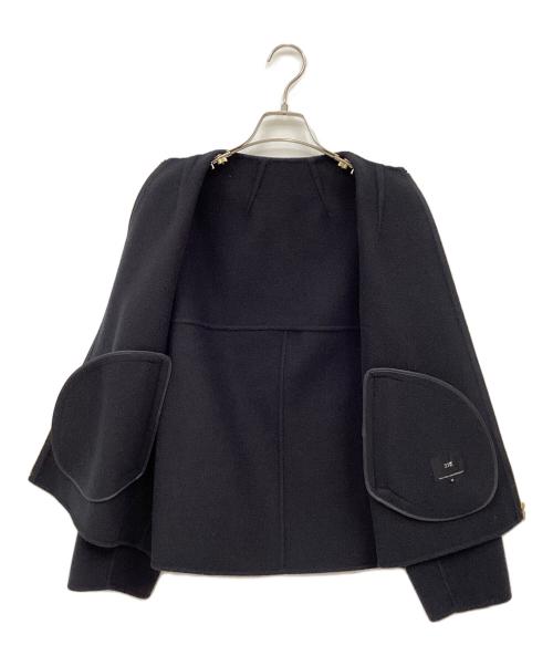 23区（ニジュウサンク）23区 (ニジュウサンク) ウールリバー ショート ブルゾン ネイビー サイズ:38の古着・服飾アイテム