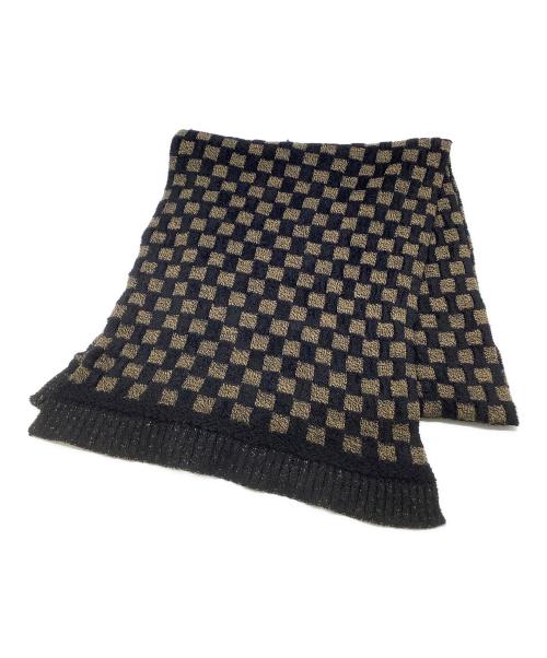 FENDI（フェンディ）FENDI (フェンディ) チェックマフラー ブラック×ブラウンの古着・服飾アイテム