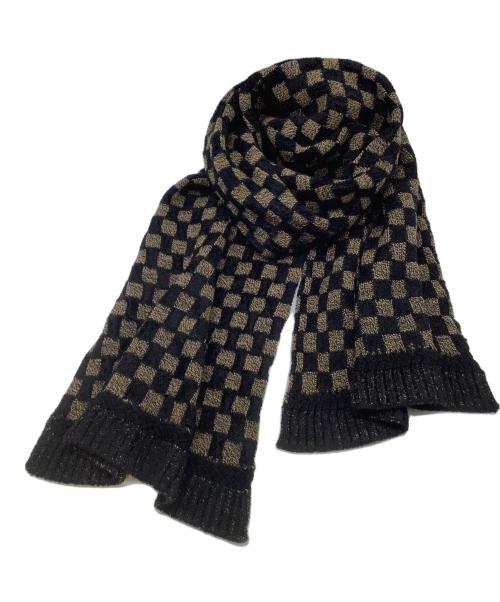 FENDI（フェンディ）FENDI (フェンディ) チェックマフラー ブラック×ブラウンの古着・服飾アイテム