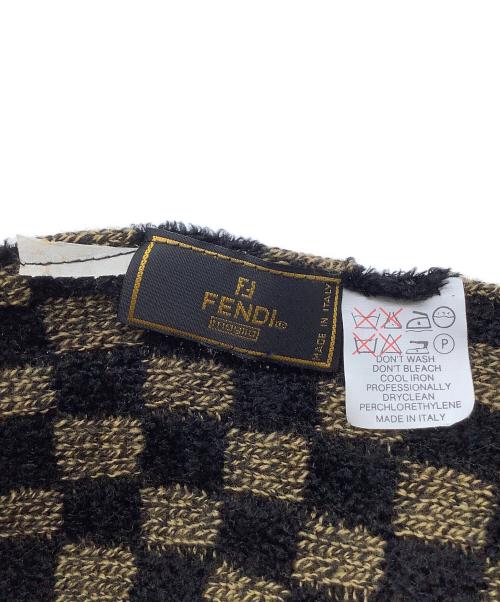 FENDI（フェンディ）FENDI (フェンディ) チェックマフラー ブラック×ブラウンの古着・服飾アイテム