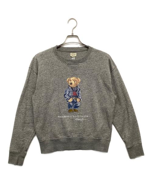 Denim & Supply Ralph Lauren（デニム＆サプライ ラルフローレン）Denim & Supply Ralph Lauren (デニム＆サプライ ラルフローレン) ダメージ加工ポロベアプリントスウェット グレー サイズ:Mの古着・服飾アイテム