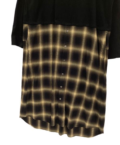 ZUCCA（ズッカ）ZUCCA (ズッカ) オンブレーチェックドッキング ロングワンピース ブラック サイズ:Mの古着・服飾アイテム